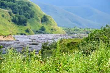Fototapeta na wymiar Mountain landscape in North Ossetia