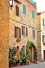 Scorcio del borgo medievale di Pienza in Toscana Italia