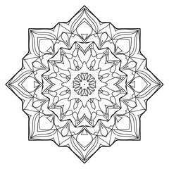 Flower Mandala. Vintage decorative elements. Oriental pattern, vector illustration. Coloring book page. Islam, Arabic, Indian, moroccan spain turkish mystic ottoman motifs