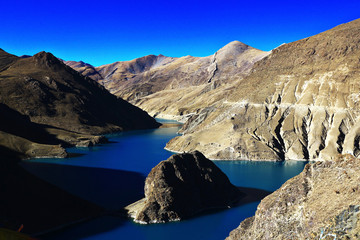 sacred lake in tibet landscape