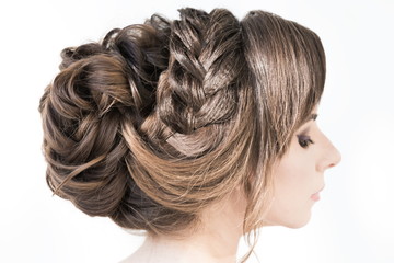 Naklejka premium Face, hairstyle, white background