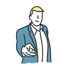 Businessman line drawing illustration in various poses.