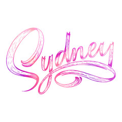 Fototapeta premium Hand written city name. Hand lettering calligraphy. Sydney. Hand made vector Lettering.