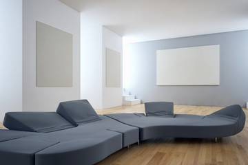 
Modern bright interiors. 3D rendering illustration