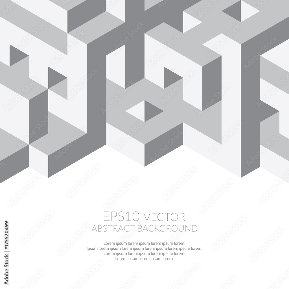 Poster abstract background in isometric style. build of three-dimensional shapes.