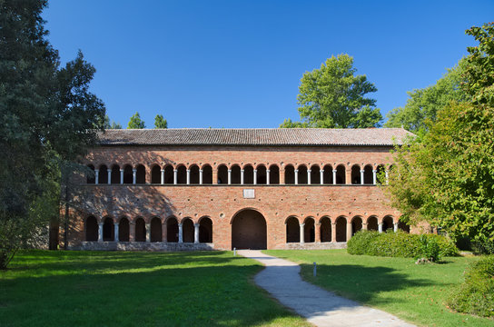 Palazzo della Ragione building next to the Pomposa Abbey Monastery in Codigoro, Ferrara, Italy

