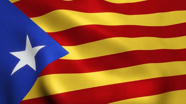 Catalonia (Catalunya) Independence Estelada Flag. Seamless Looping Animation. 4K High Definition Video.