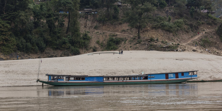 Boat in River Mekong, Oudomxay Province, Laos