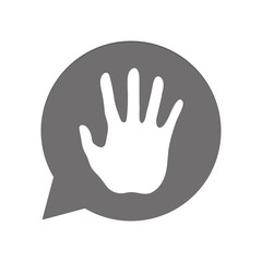 Graue Sprechblase rund - Hand - Geste