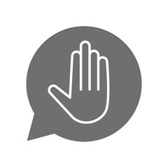 Graue Sprechblase rund - Handzeichen