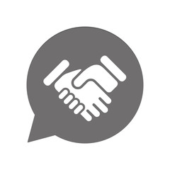 Graue Sprechblase rund - Hand schütteln