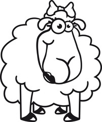 frau weiblich girl mädchen hübsch schön freundlich hunger grinsen stehend glücklich lustig klein süß niedlich comic cartoon schaf ziege wolle bauer bock cool
