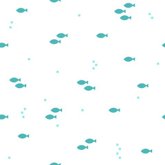 Seamless pattern with cartoon fishes. Abstract background. Nautical design
