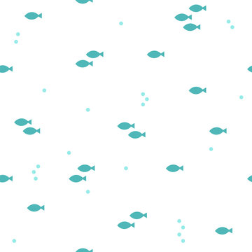 Seamless pattern with cartoon fishes. Abstract background. Nautical design