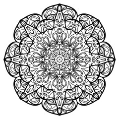 Flower Mandala. Vintage decorative elements. Oriental pattern, vector illustration. Coloring book page. Islam, Arabic, Indian, moroccan spain turkish mystic ottoman motifs