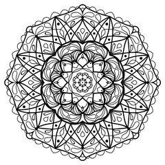 Flower Mandala. Vintage decorative elements. Oriental pattern, vector illustration. Coloring book page. Islam, Arabic, Indian, moroccan spain turkish mystic ottoman motifs