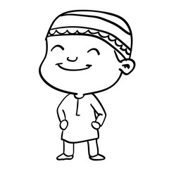 Obraz premium sg171005-Cartoon Smiley Muslim Boy-Vector Sketch