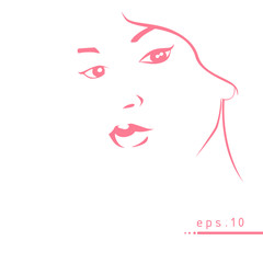 Woman face line art vector illustration