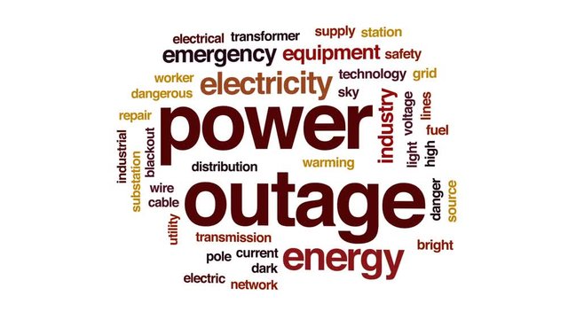 Power outage animated word cloud, text design animation.