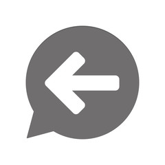 Graue Sprechblase rund - Pfeil nach links