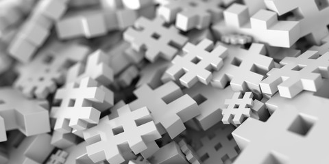 Infinite hashtag background, 3d rendering, technology and digital media concepts