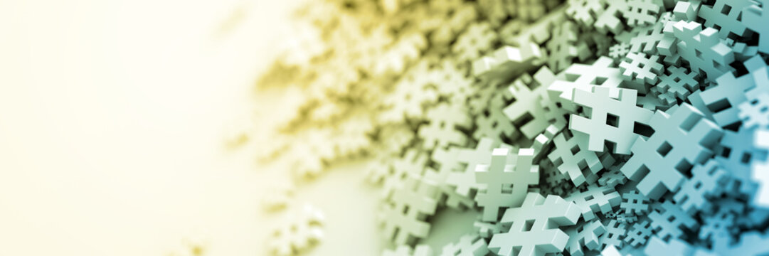 Infinite hashtag background, 3d rendering, technology and digital media concepts