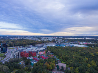Aerial view of City Tallinn, Estonia district Oismae-Kakumae,in the evening