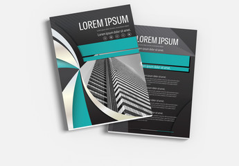 Brochure Cover Layout with Teal and Gray Accents 2