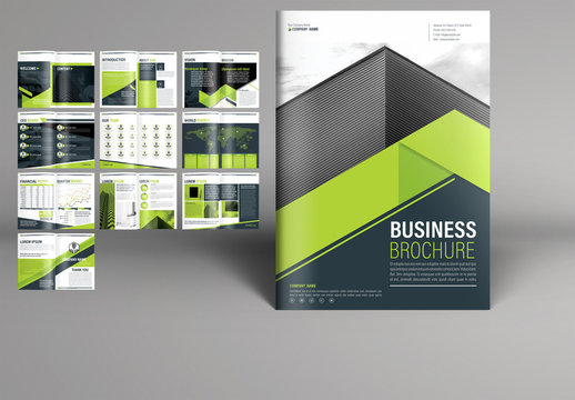 Business Brochure Layout with Green Accents