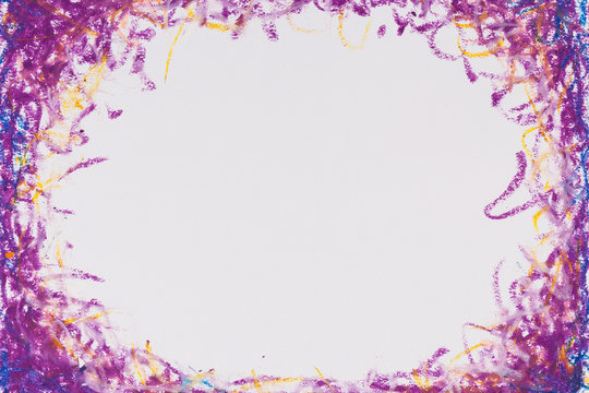 crayons blue purple frame