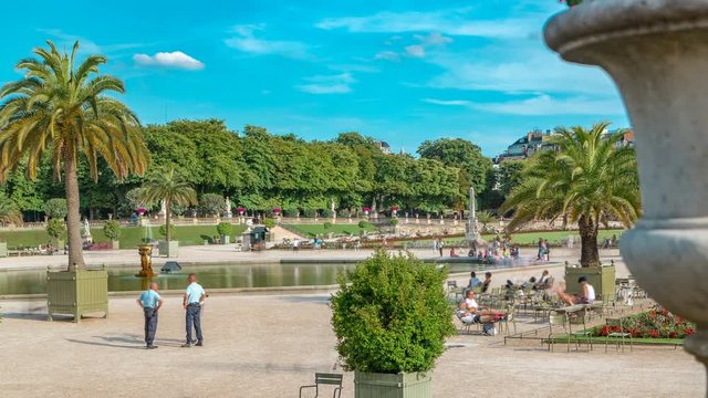 The beautiful view of the Luxembourg Gardens timelapse in Paris, France