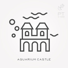 Line icon aquarium castle