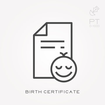 Line icon birth certificate