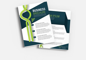 Brochure Cover Layout with Blue and Green Accents 6