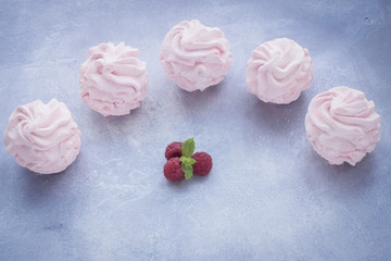 Obraz na płótnie Canvas Zephyr or marshmallow with raspberry flavor