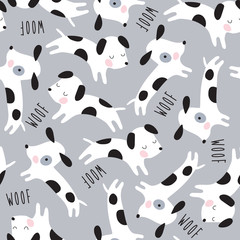 seamless cute dogs animal pattern vector illustration - 175527683