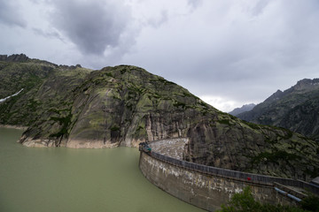Obraz na płótnie Canvas Grimsel pass and barrage in Switzerland in Alps