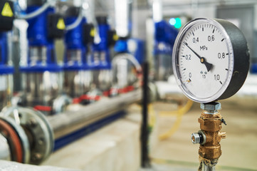 manometer pipes and valve in water pump station
