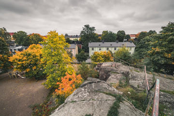 Fototapeta na wymiar Puu-Vallila houses in Helsinki