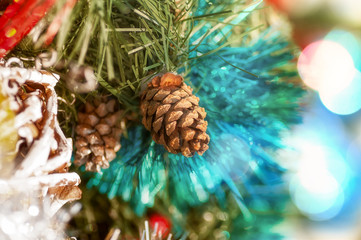 Christmas tree toy close-up, filter applied