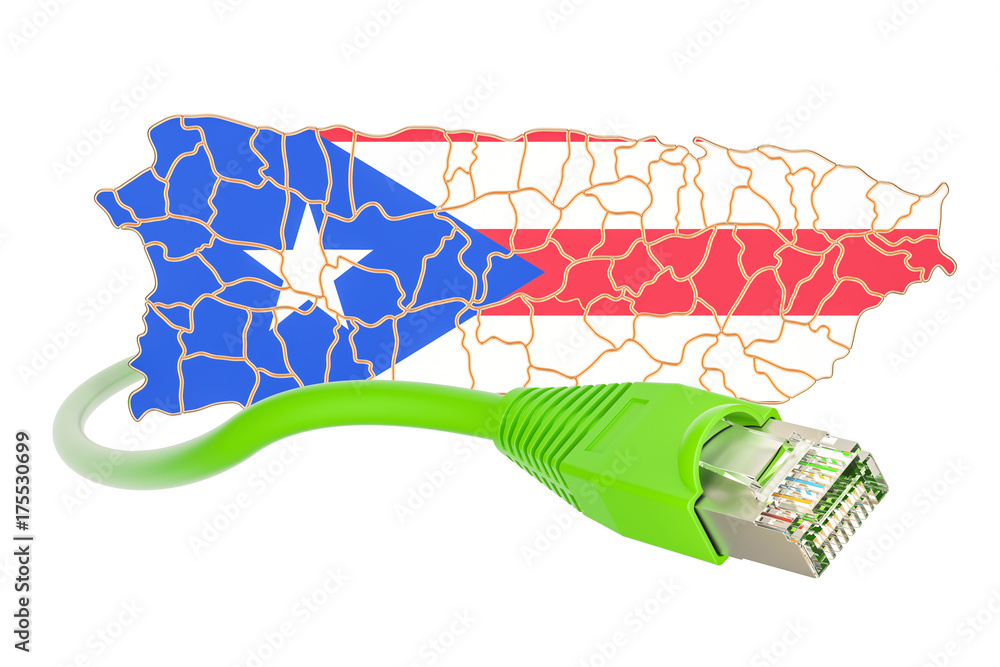 Poster internet connection in puerto rico concept. 3d rendering