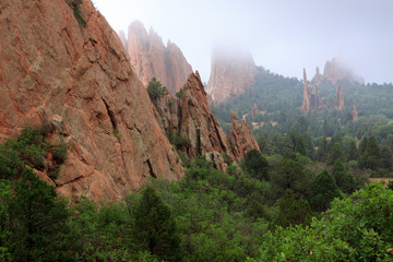 Naklejka premium Garden of the Gods in Fog