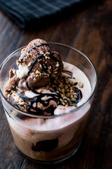 Affogato coffee and ice cream in glass.