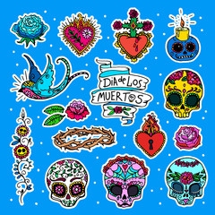 Dia de los Muertos or Day of the Dead stickers