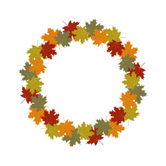 Autumn leaves wreath frame, vector