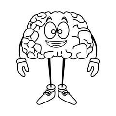 Cute brain cartoon icon vector illustration graphic design