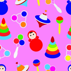 Obraz premium Seamless pattern with children's toys