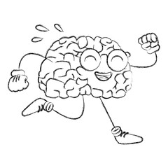 Brain cartoon running icon vector illustration graphic design