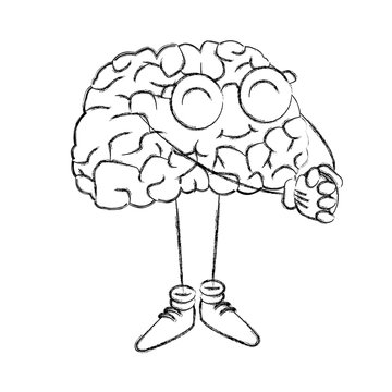 Cute brain cartoon icon vector illustration graphic design