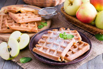 Apple waffles for breakfast